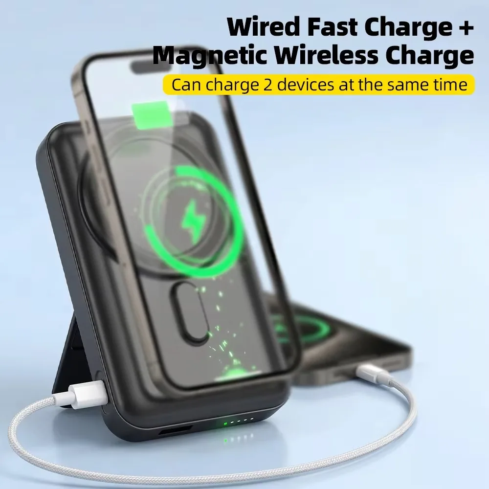 10000mAh Magnetic Wireless Power Bank with Phone Stand TU-W101-01 thumbnail 6