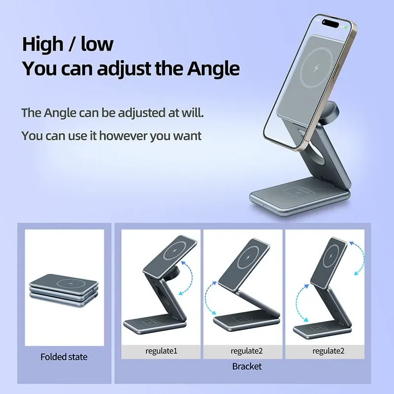 15W 3-in-1 Foldable Magnetic Wireless Charger TU-AK09 thumbnail 3