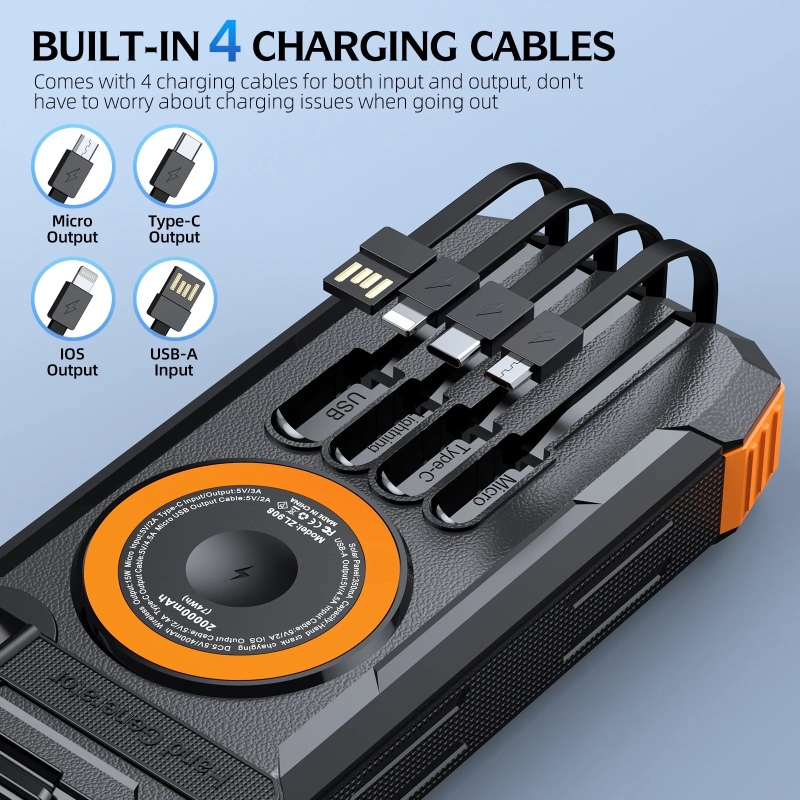 20000mAh Hand Cranked Solar Power Bank TU-ZL908A thumbnail 8